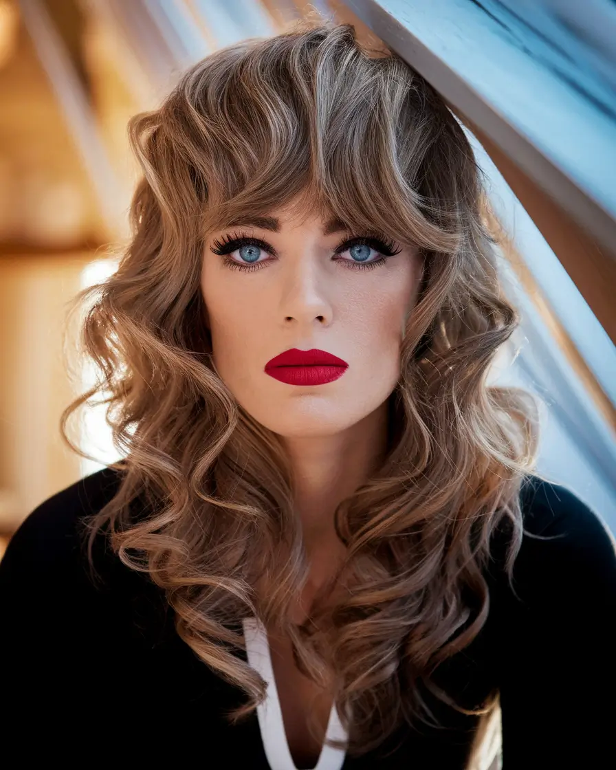 long shag haircut fall Voluminous Curly Shag with Retro Bangs