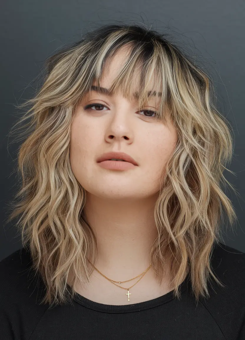 fall shag haircuts Dimensional Wavy Shag with Highlights