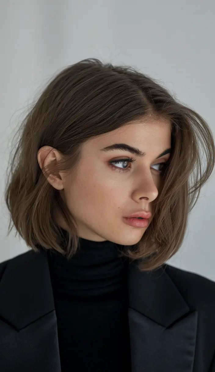 bob haircut fall 2025 Soft Brown Layered Bob