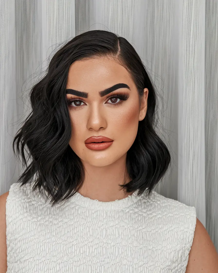 bob haircut fall 2025 Wavy Side-Part Bob