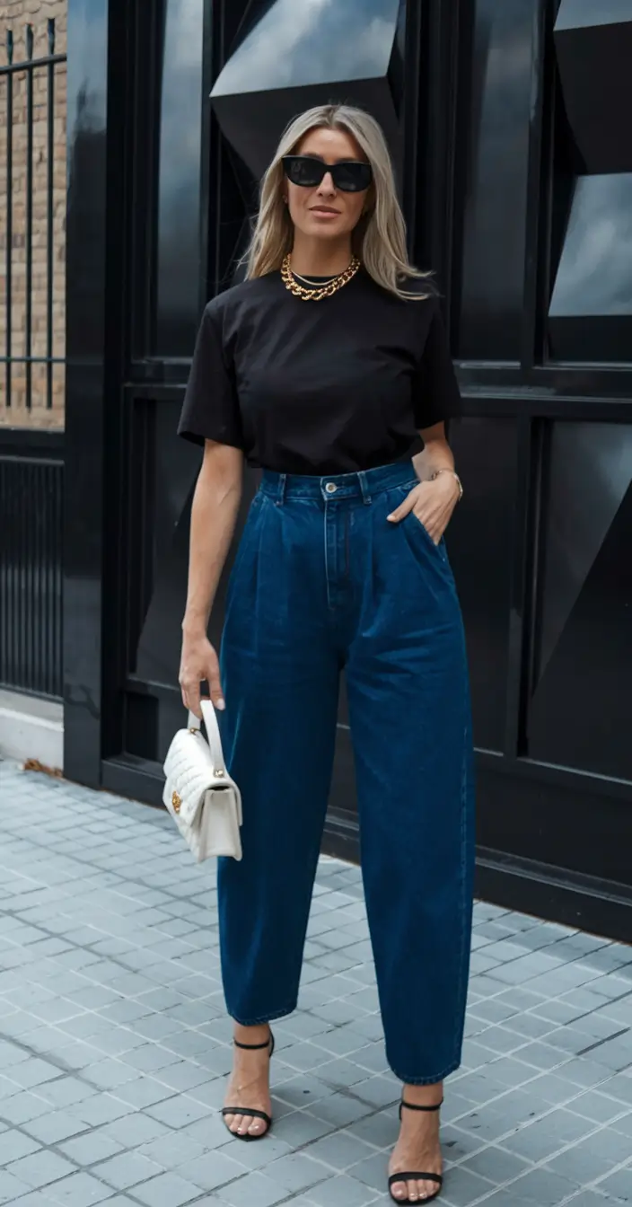 fall outfits with jeans Modern Minimalist with a Bold Edge