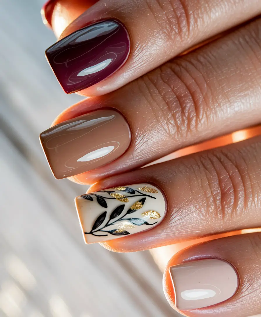 autumn nails designs Earthy Neutrals with a Twist