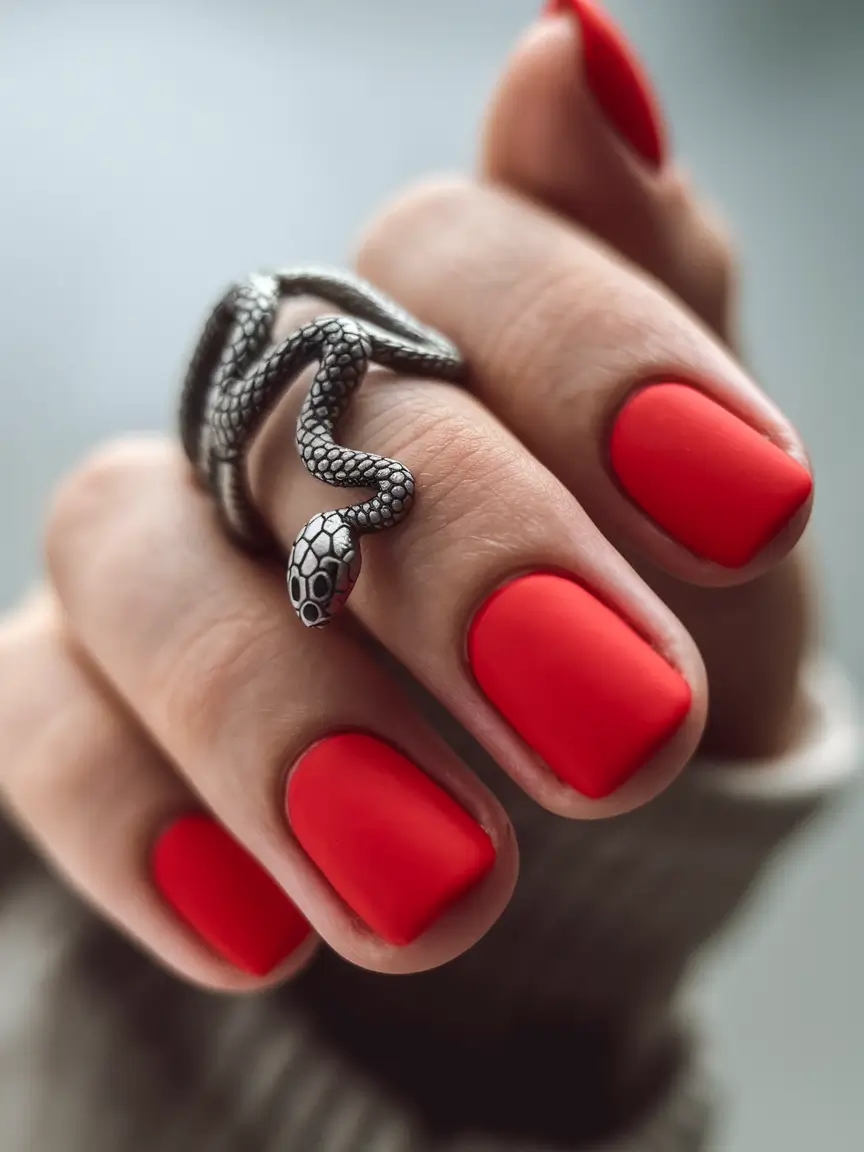 autumn nails designs Fiery Matte Bold