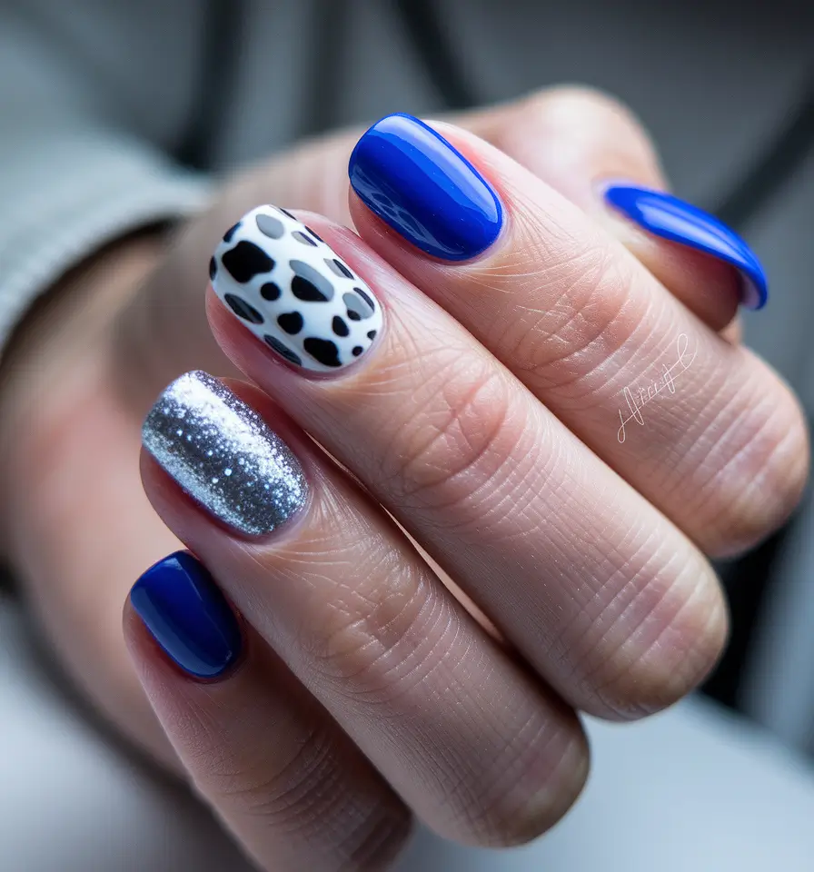 autumn nails designs Electric Blue Mix