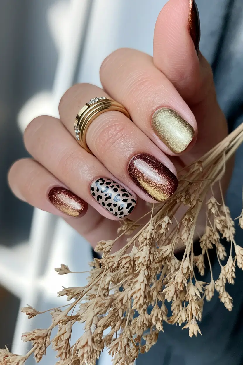 autumn nails designs Golden Bronze Fusion