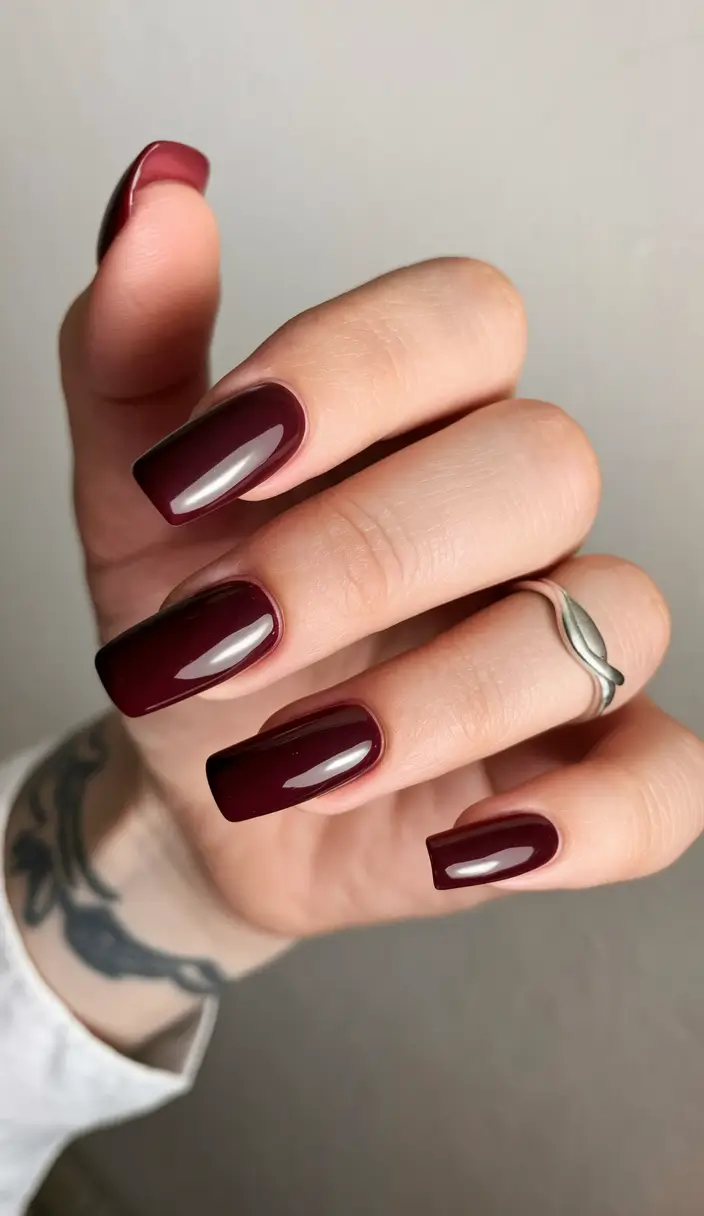 autumn nails designs Burgundy Velvet Charm