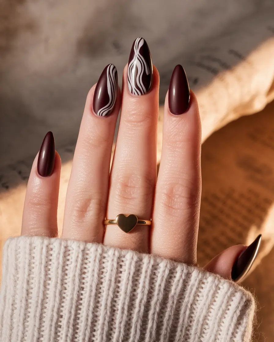 autumn nails designs Swirled Mocha Dreams