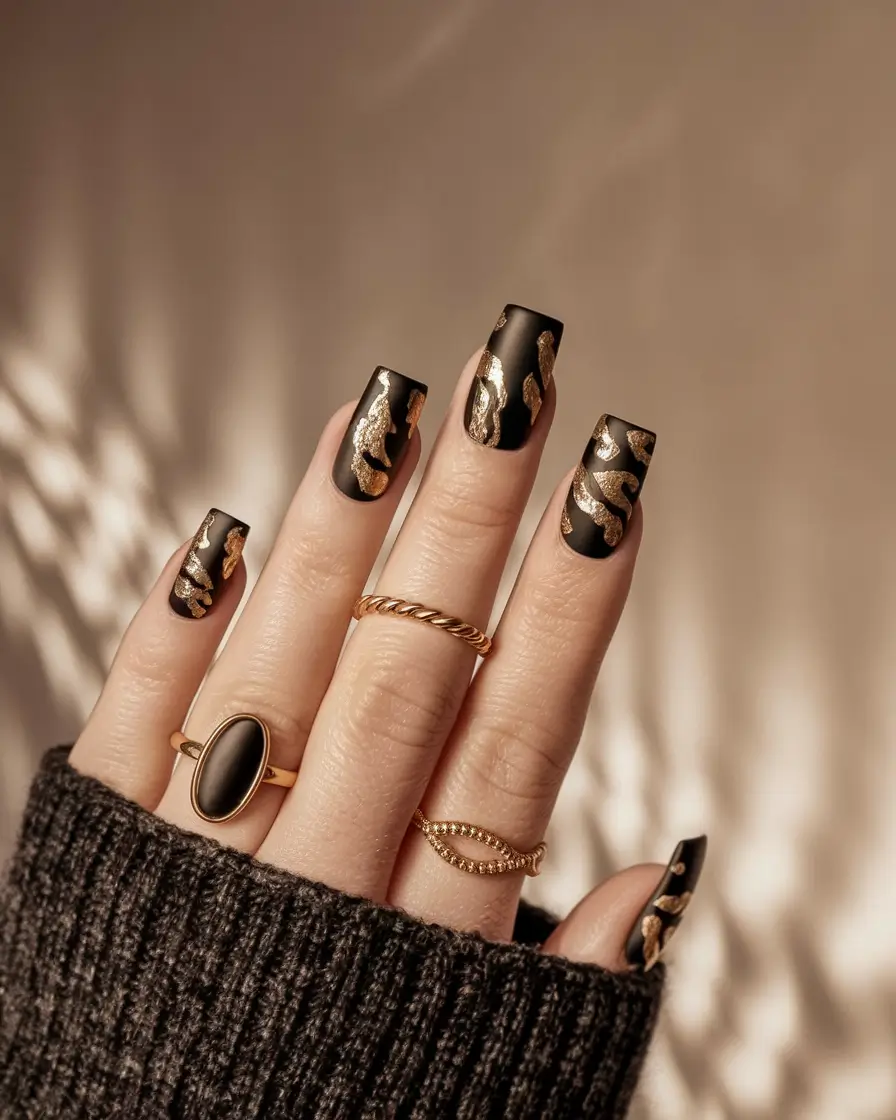 autumn nails designs Golden Leopard Luxe