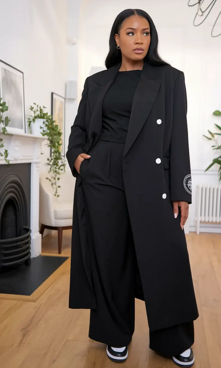 fall outfits black women streetwear Effortless Monochrome Power