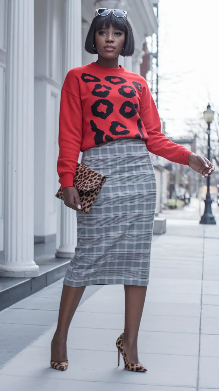 fall outfits black women work Bold Print Meets Office Chic