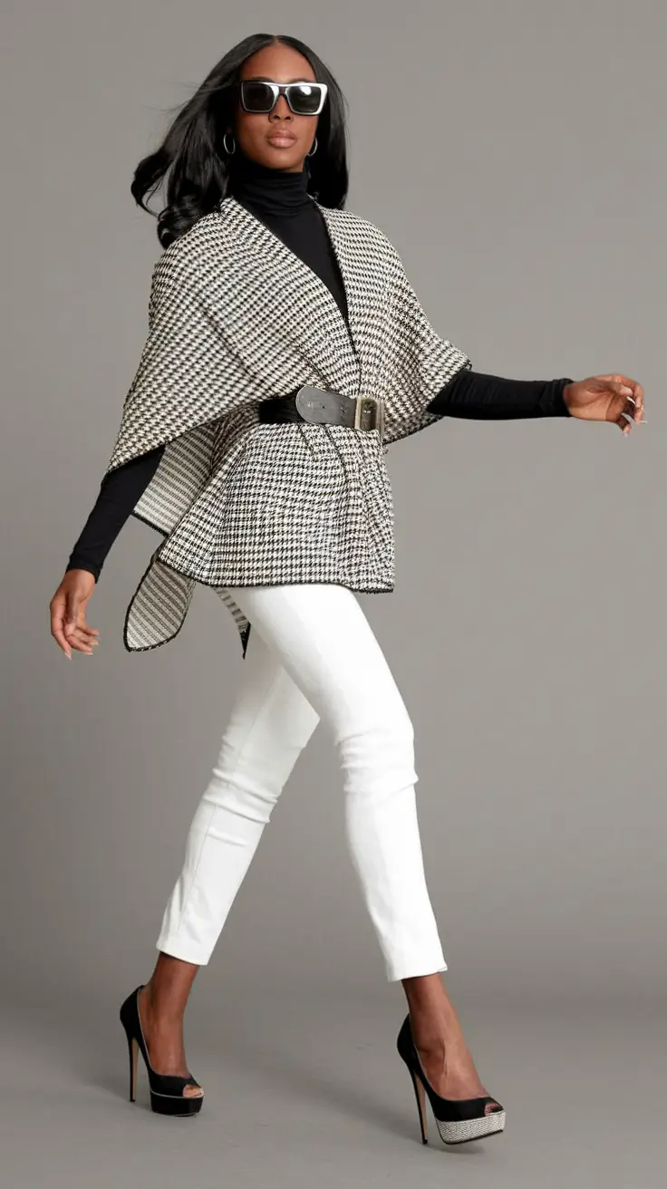 fall outfits black women Power Walk in Houndstooth