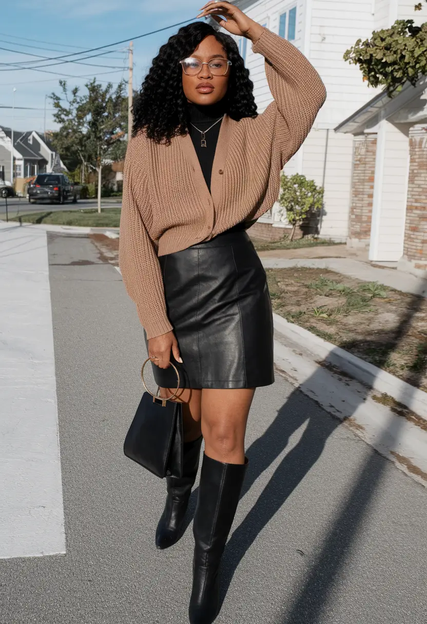 fall outfits black women baddie Leather and Knit, the Fall Romance