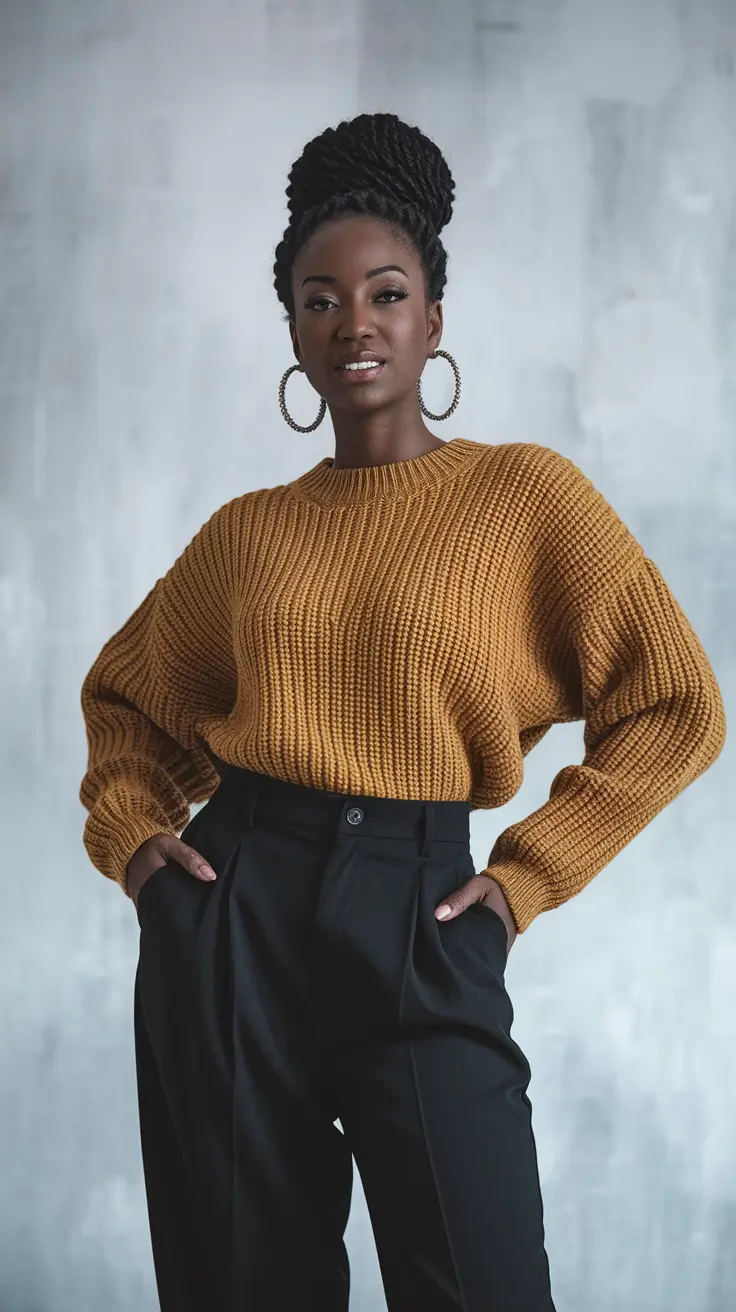 fall outfits black women casual Mustard Knits for Crisp Days