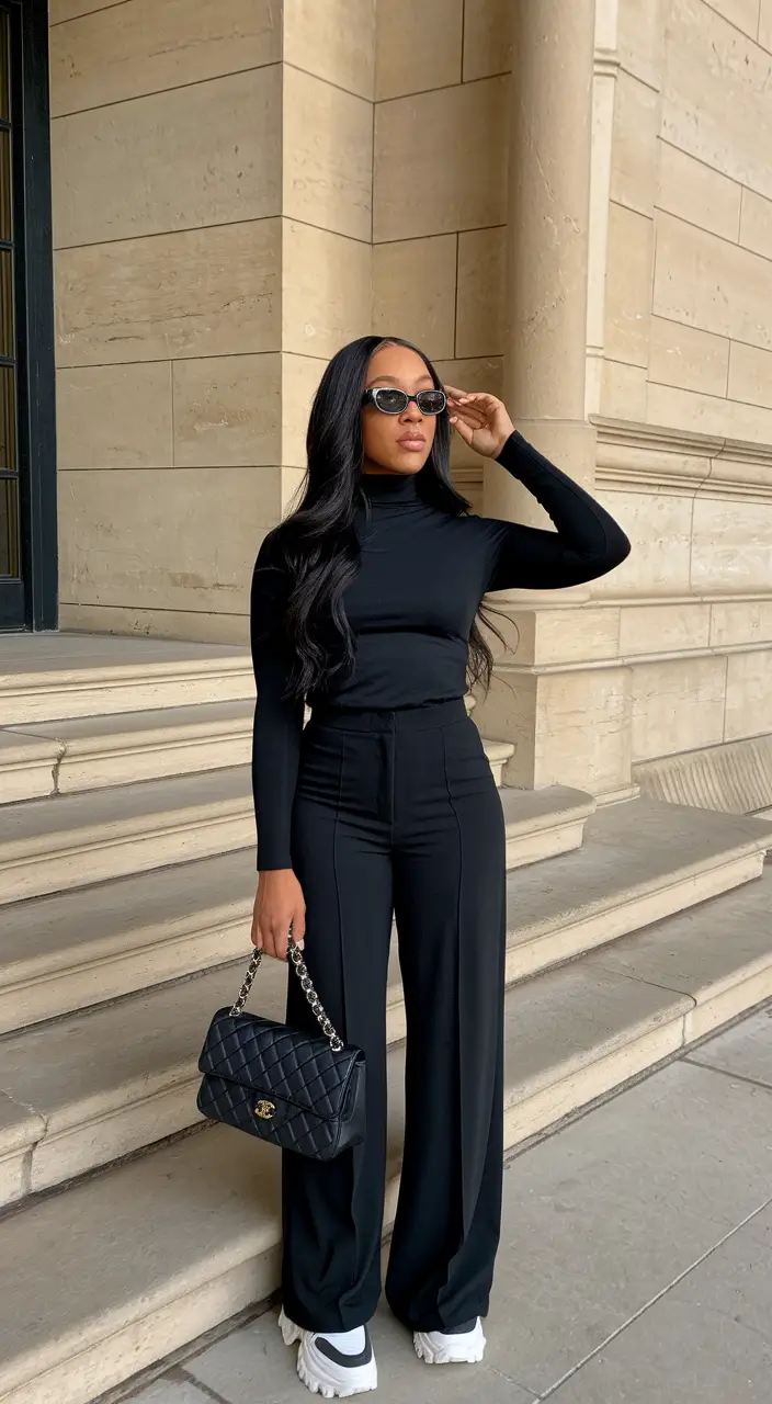 fall outfits black women baddie Sporty Luxe All Black