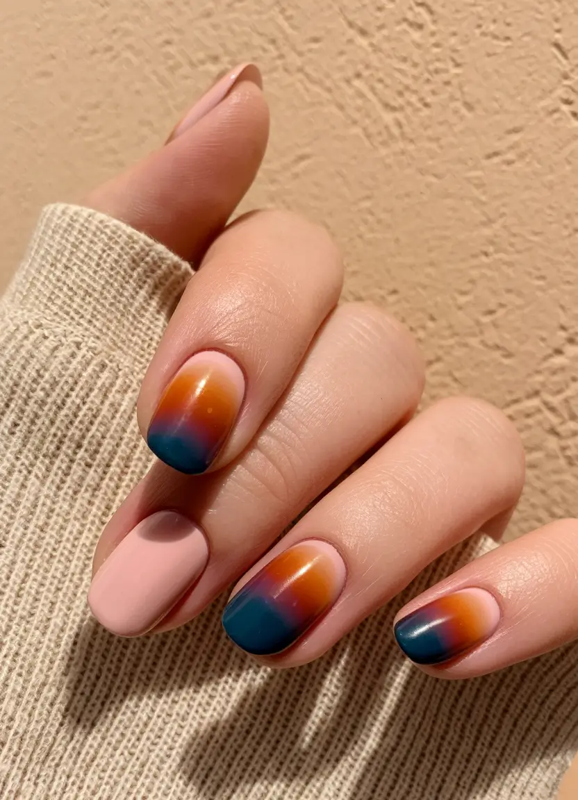 fall gel nails Gradient Neutrals with Depth
