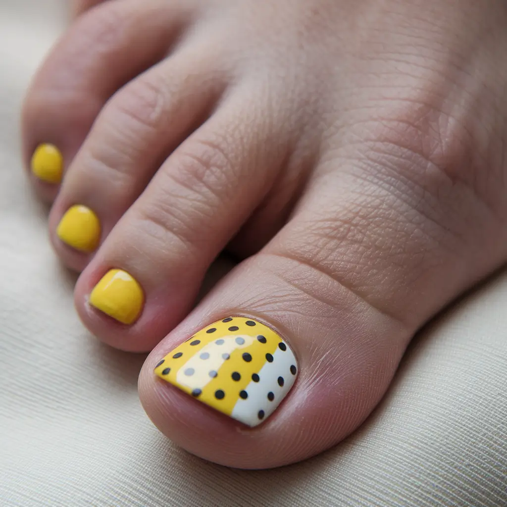 Fall 2025 Toe Nail Design Ideas Polka-Dot Sunshine