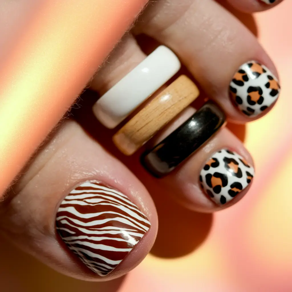 Fall 2025 Toe Nail Design Ideas Safari Mix