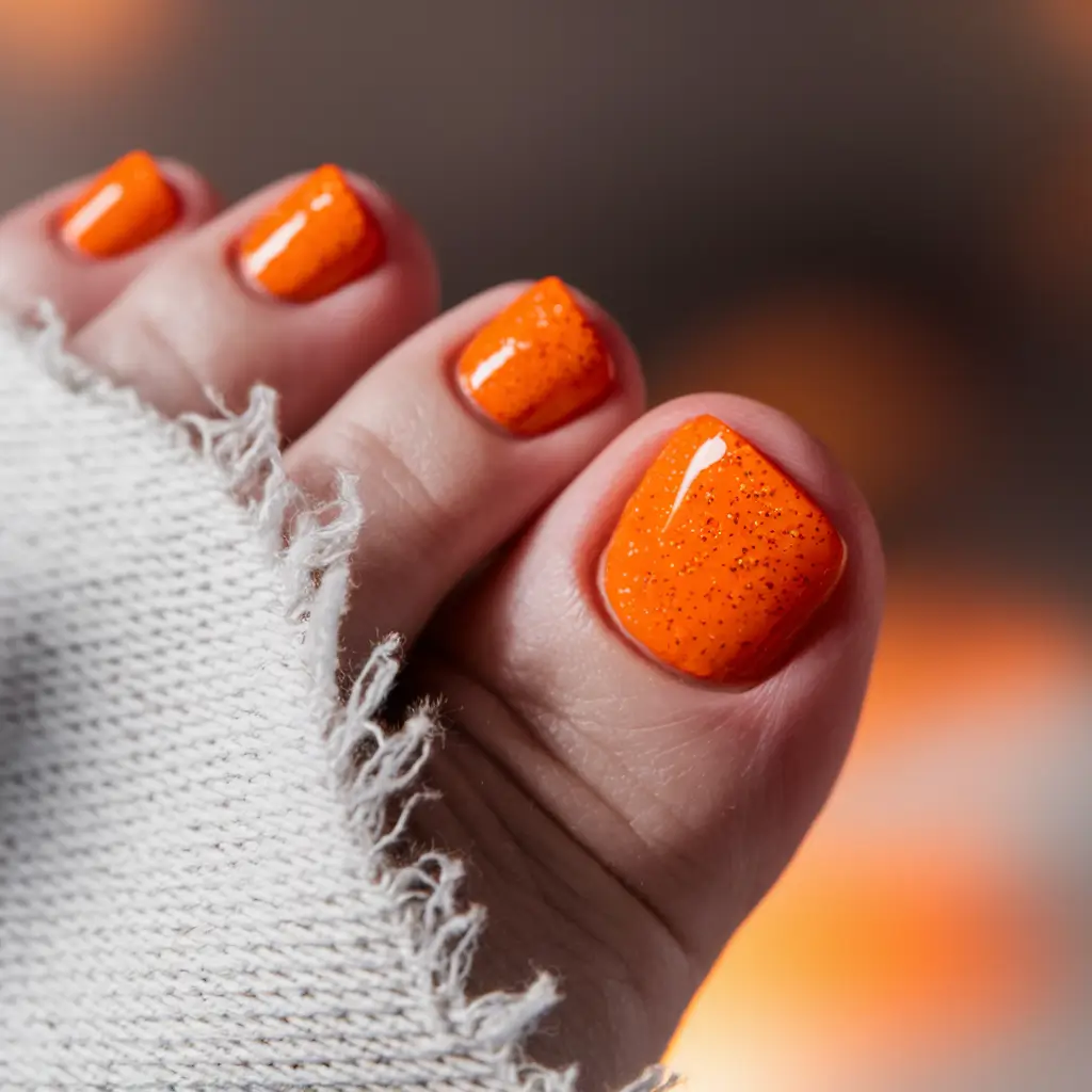 Fall 2025 Toe Nail Design Ideas Fiery Pumpkin Glow