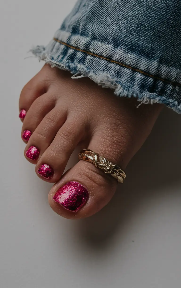 Fall 2025 Toe Nail Design Ideas Berry Sparkle