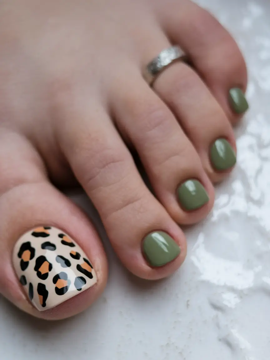Fall 2025 Toe Nail Design Ideas Olive Safari Chic