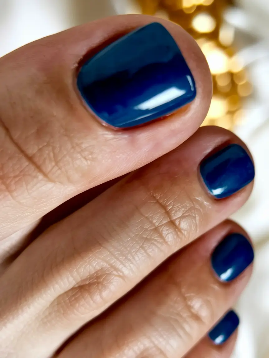 Fall 2025 Toe Nail Design Ideas Ocean Depth Blue