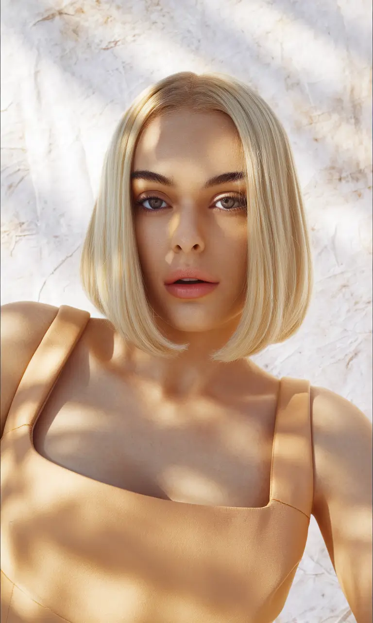 Fall Haircut Ideas for September 2025 Sculpted Blunt Bob in Platinum Blonde