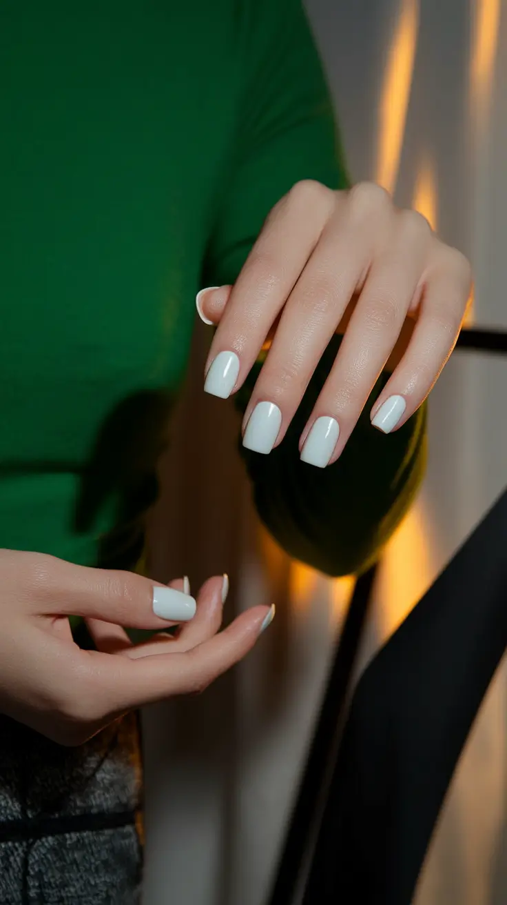 Fall Nail Art Ideas for September 2025 Clean White Gloss on Short Square