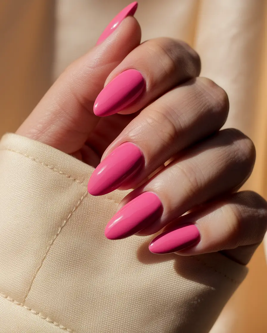 Fall Nail Art Ideas for September 2025 Barbiecore Pink Almonds