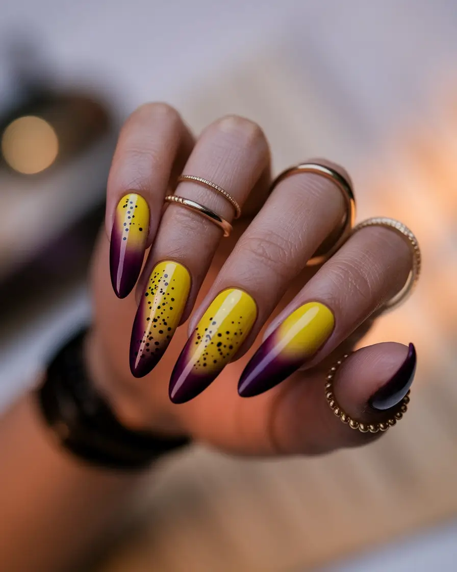 fall nails art ideas 2025 Bold Gradient With Golden Hour Energy