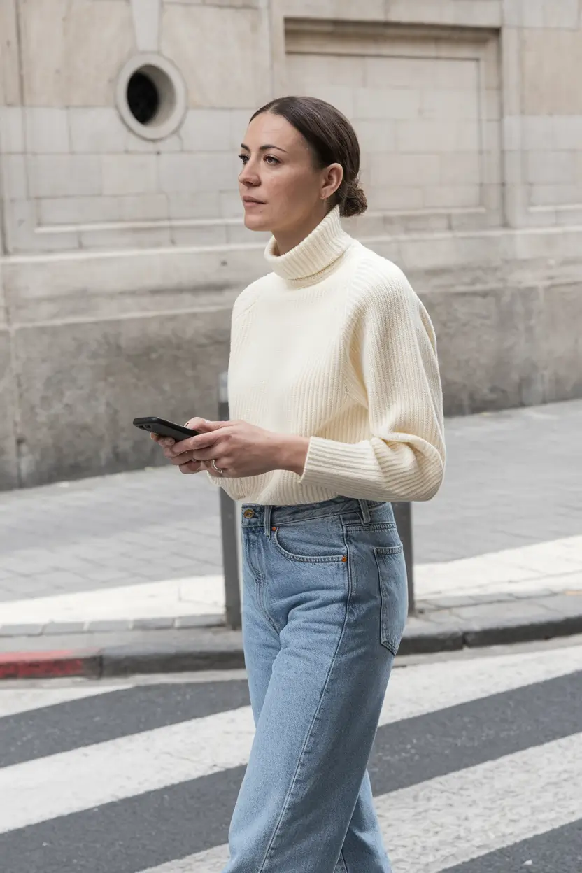 fall sweater outfits Minimalist Cream & Denim