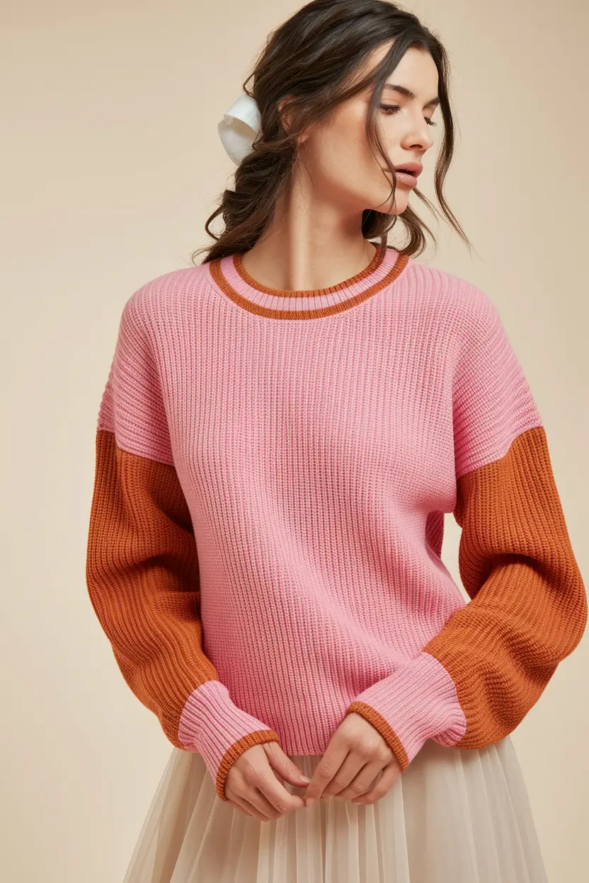 fall sweater outfits Playful Pink with a Hint of Spice