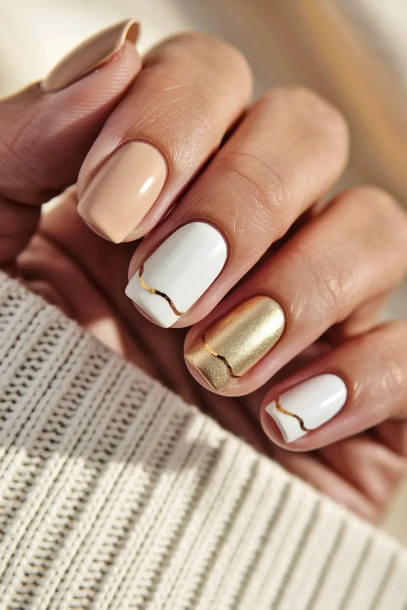 fall wedding nails bridesmaid cinnamon Modern Kintsugi Chic