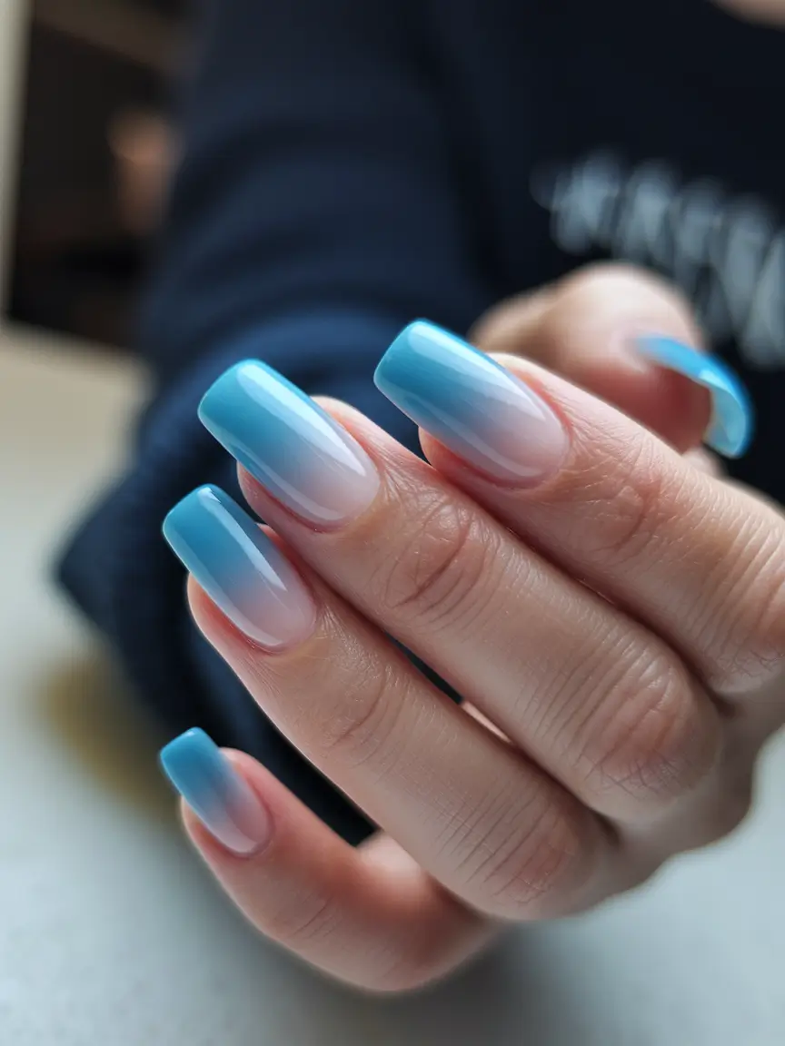 fall wedding nails bride Blue Fade Elegance