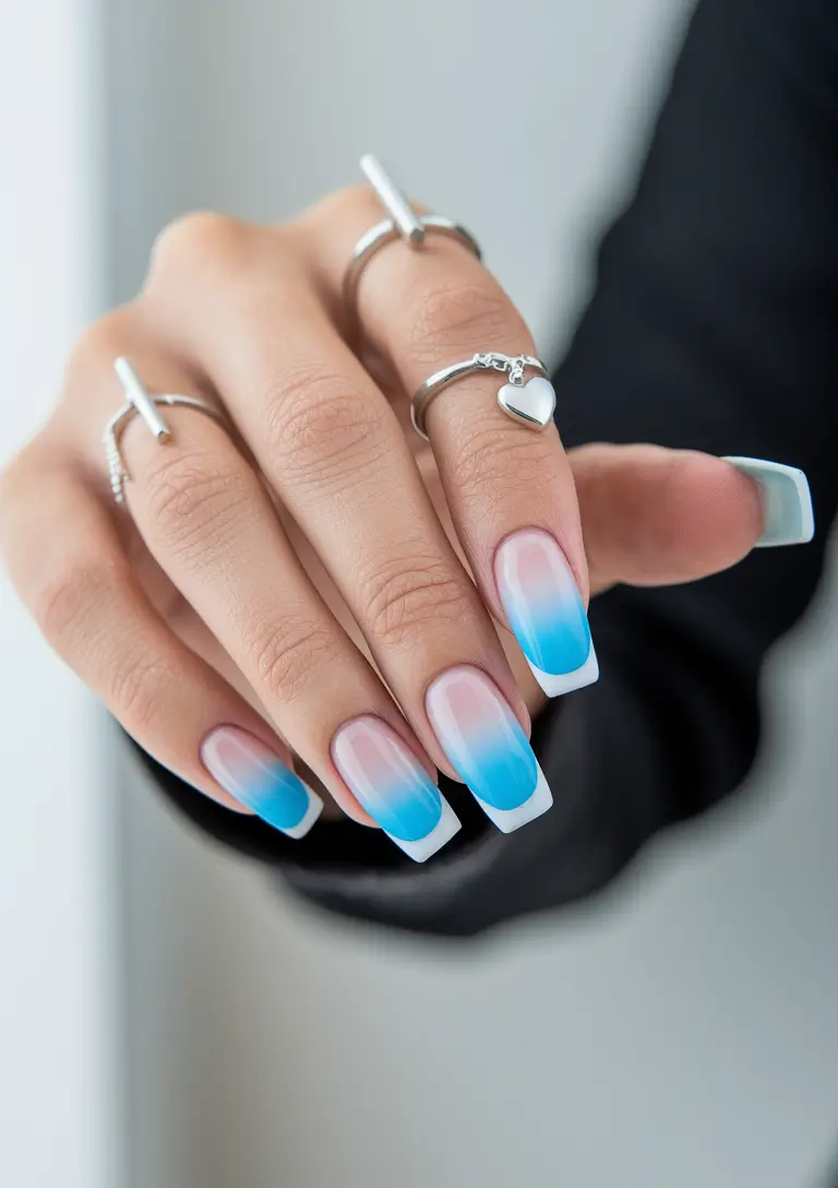 fall wedding nails bridesmaid short Frosted Sky French