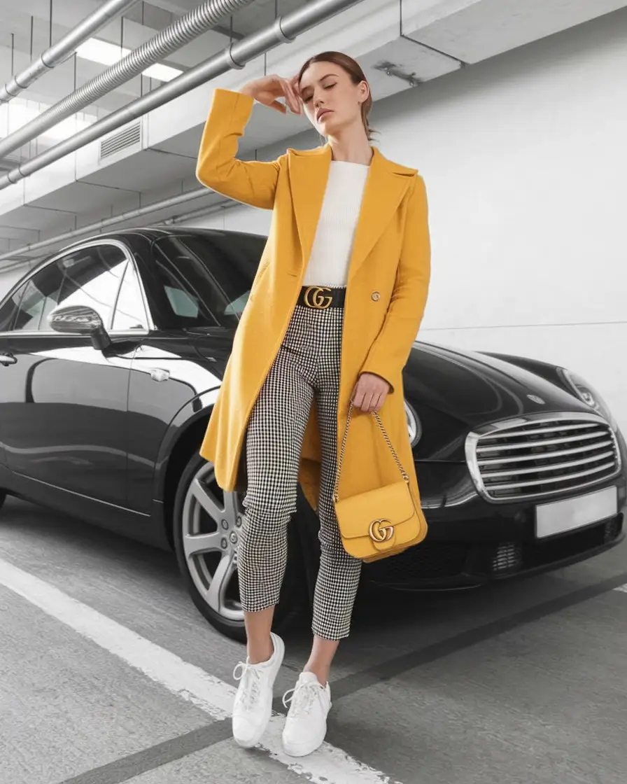 Women's clothing Mustard Coat Power Move