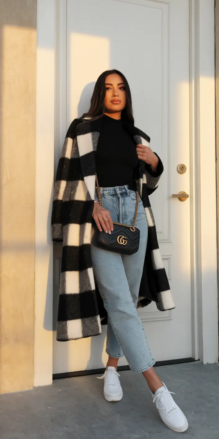 Women's clothing Check Coat City Cool