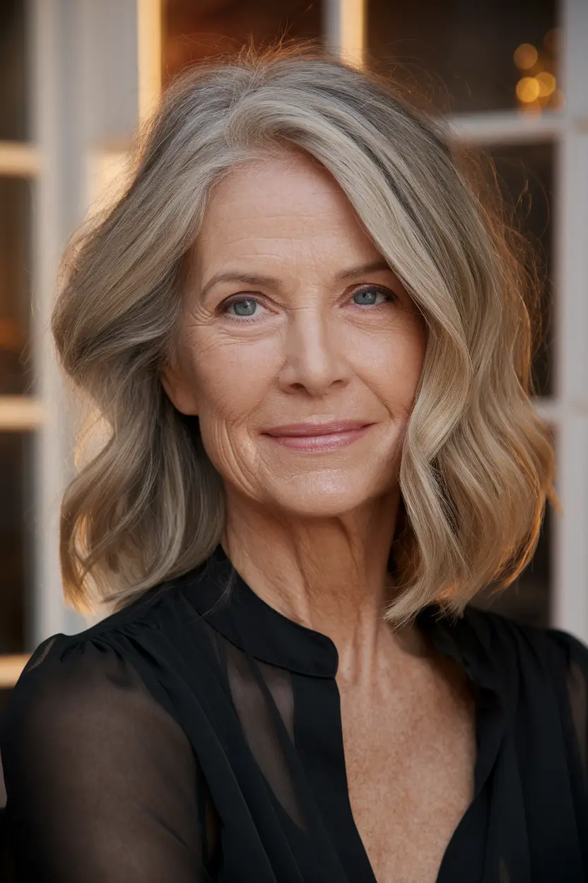 Gorgeous Fall Hairstyles for Women Over 40 Classic Bob with Natural Silver