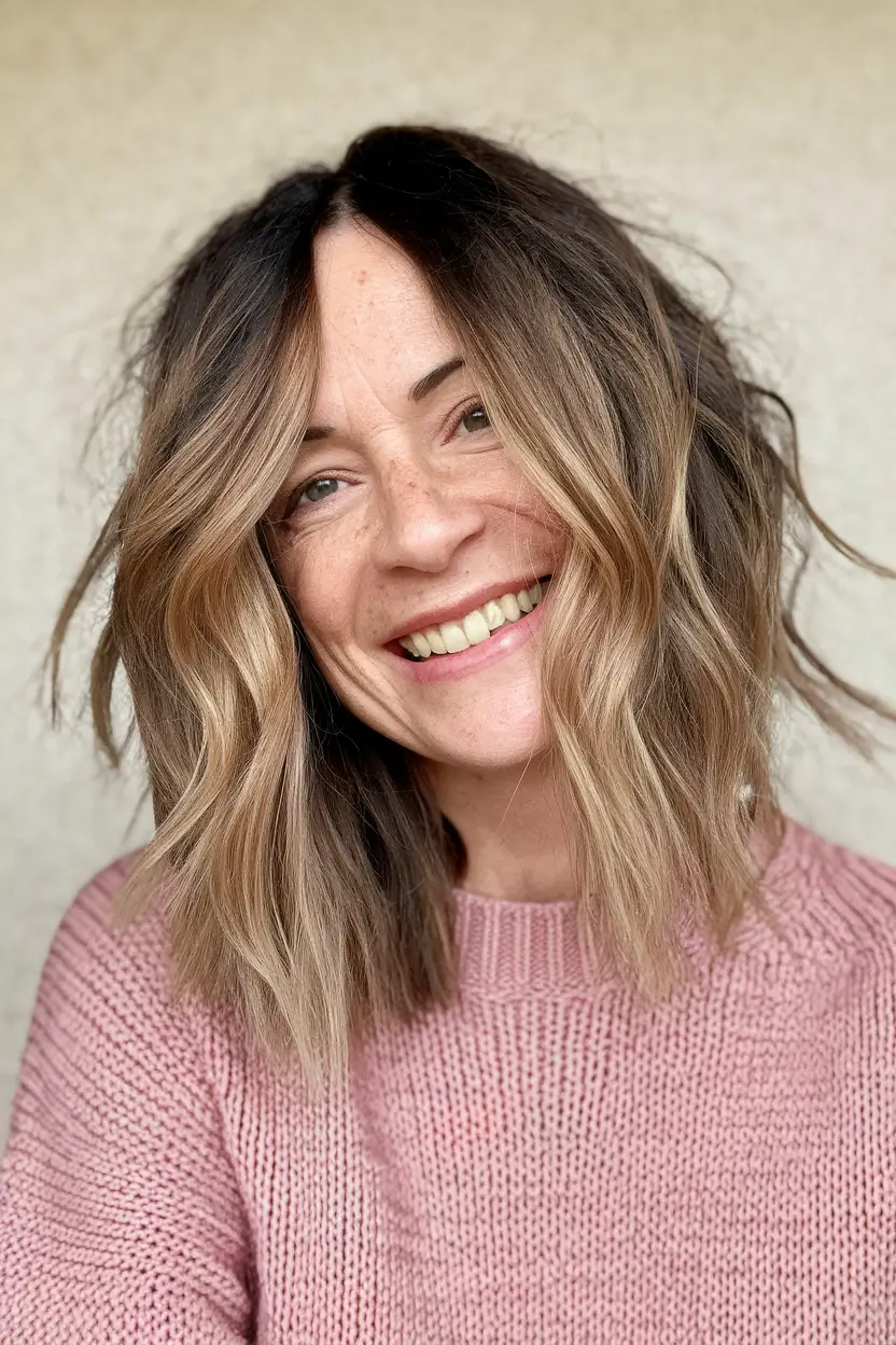 Gorgeous Fall Hairstyles for Women Over 40 Textured Bob with Lived-In Blonde
