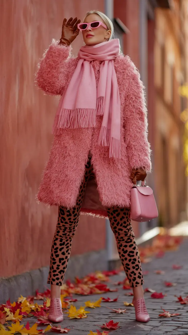 fall winter outfits 2025 trends Bold Pink Energy for the Cold Season