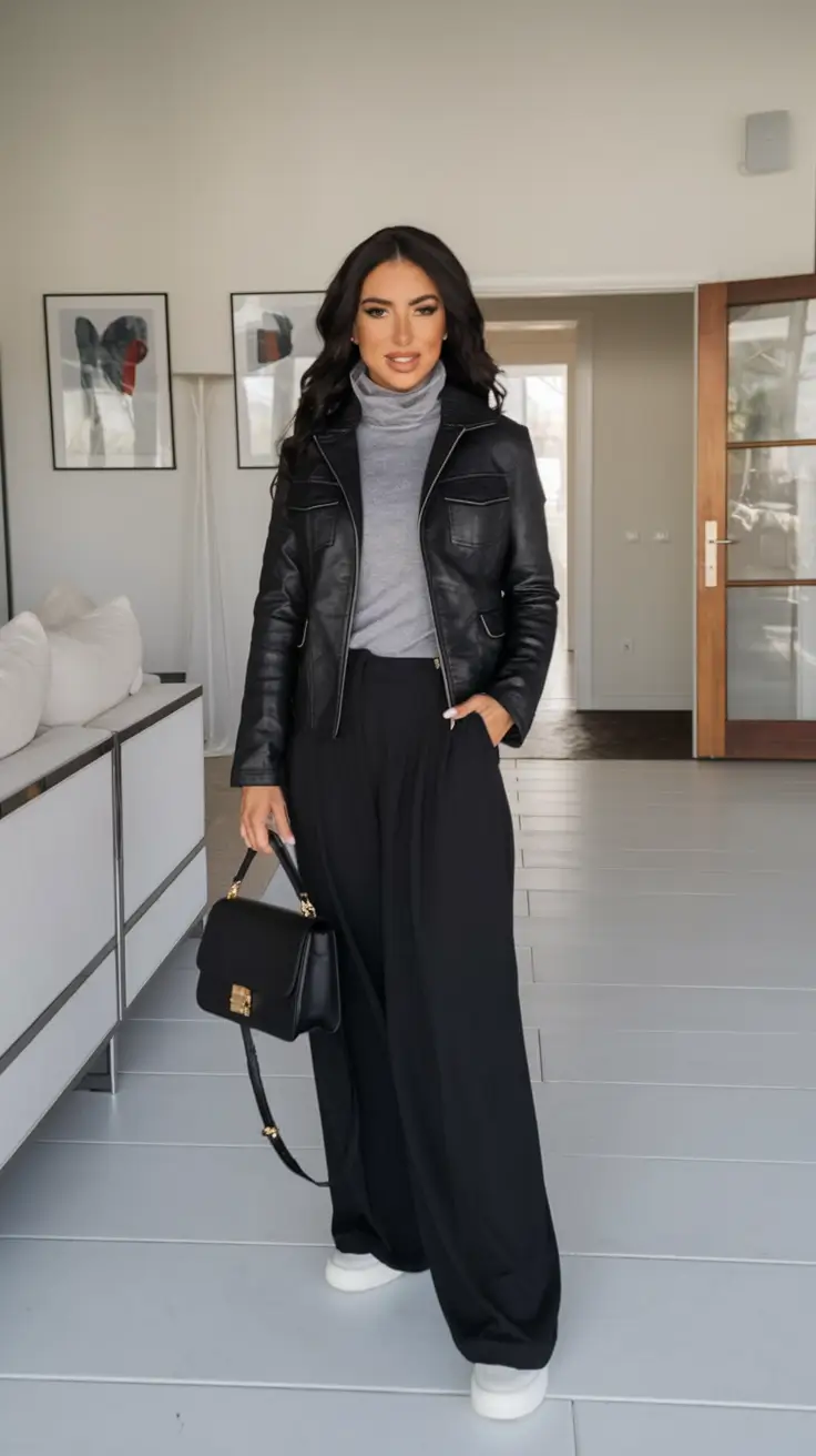 fall winter outfits casual Monochrome Black with a Casual Twist