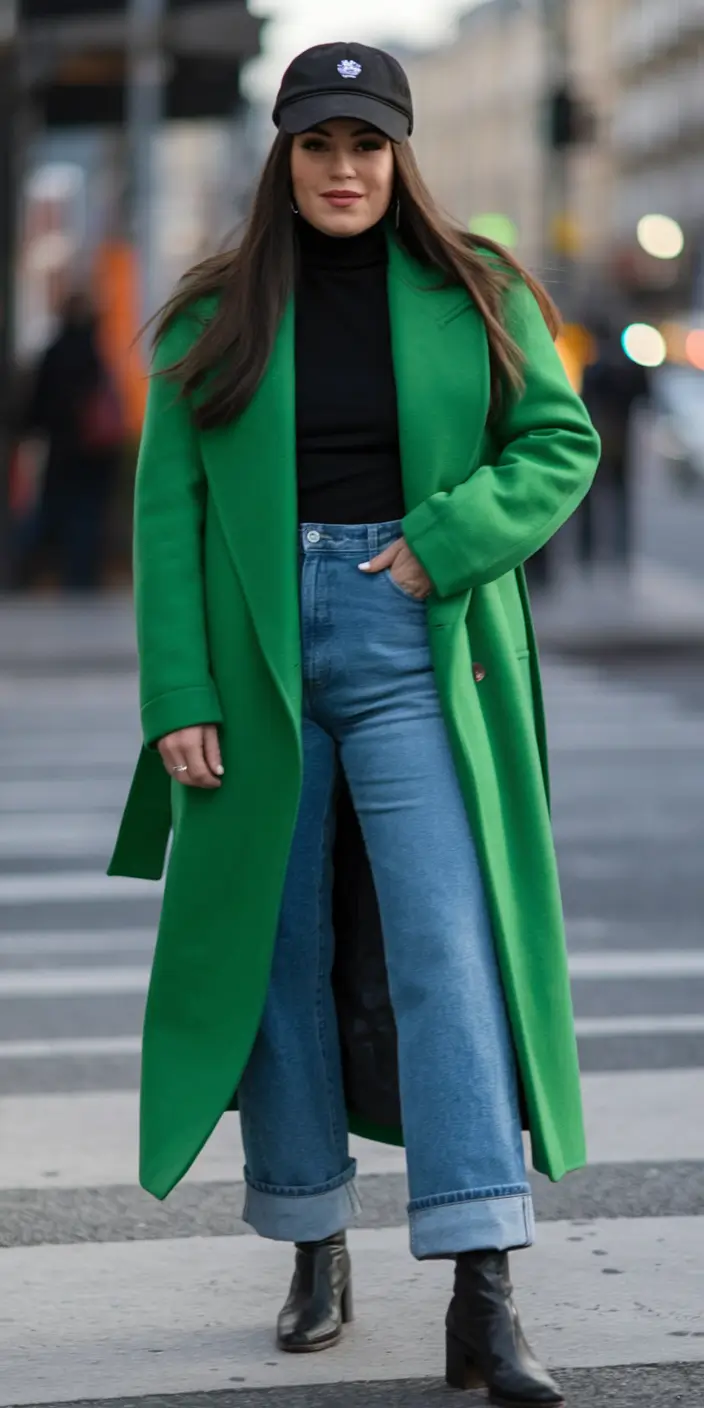fall winter outfits aesthetic Vivid Green Street-Style Energy