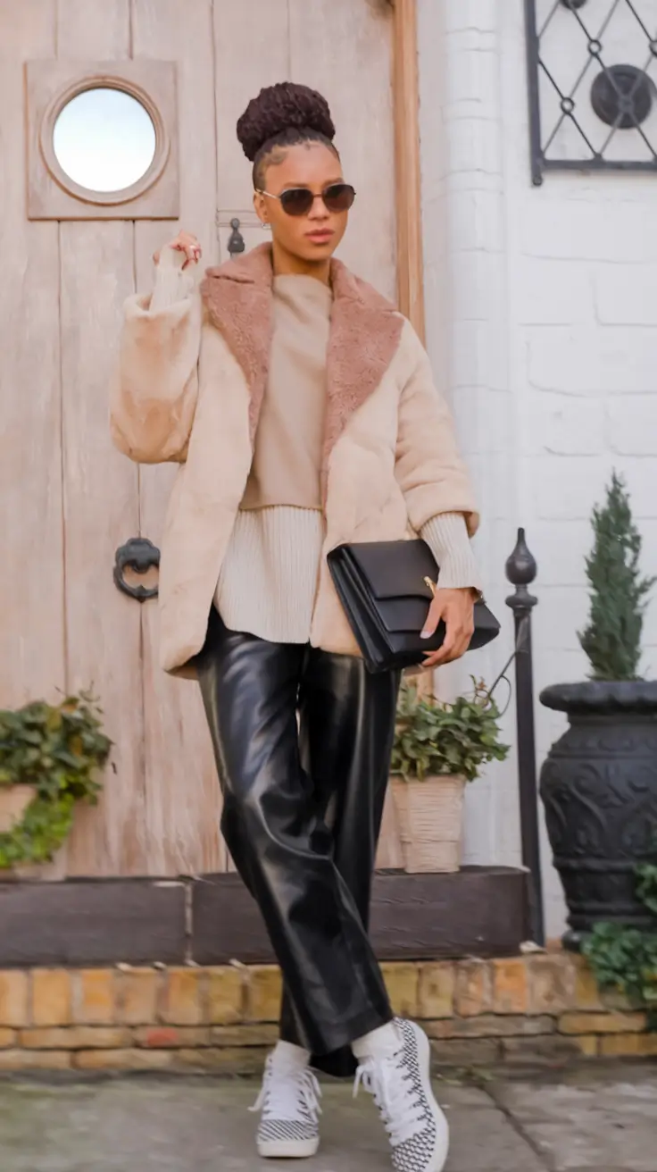 2025 trends Faux Fur Meets Leather Edge