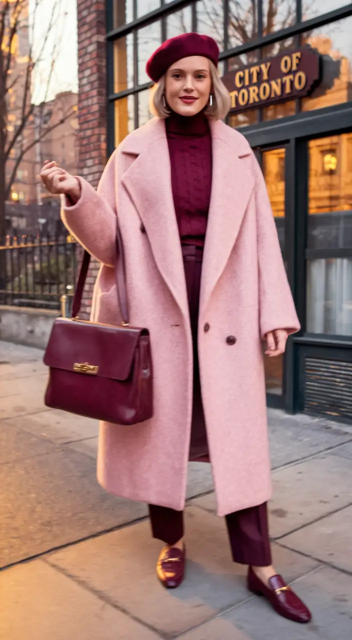 fall winter outfits over 40 casual Soft Romance in Dusty Pink and Burgundy