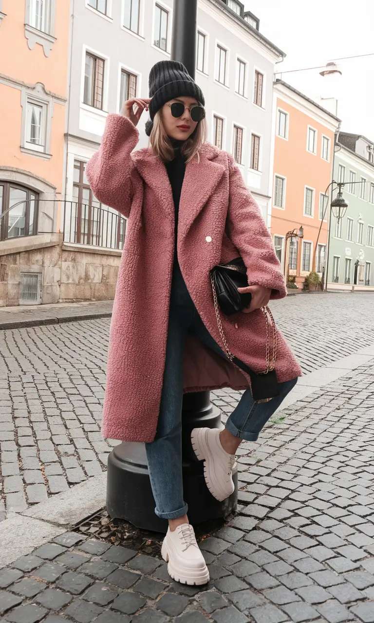 fall winter outfits 2025 trends Playful Pink with Urban Edge