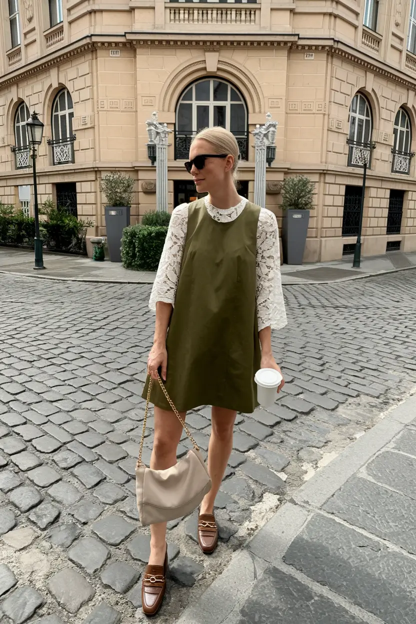 Layered Fall Outfits to Try in 2025 Romantic Layers with a Military Edge