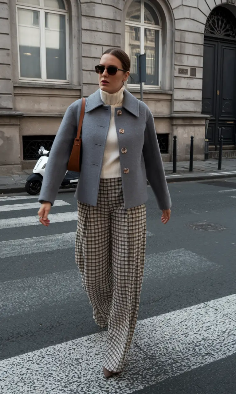 Layered Fall Outfits to Try in 2025 Soft Checks with Polished Neutrals