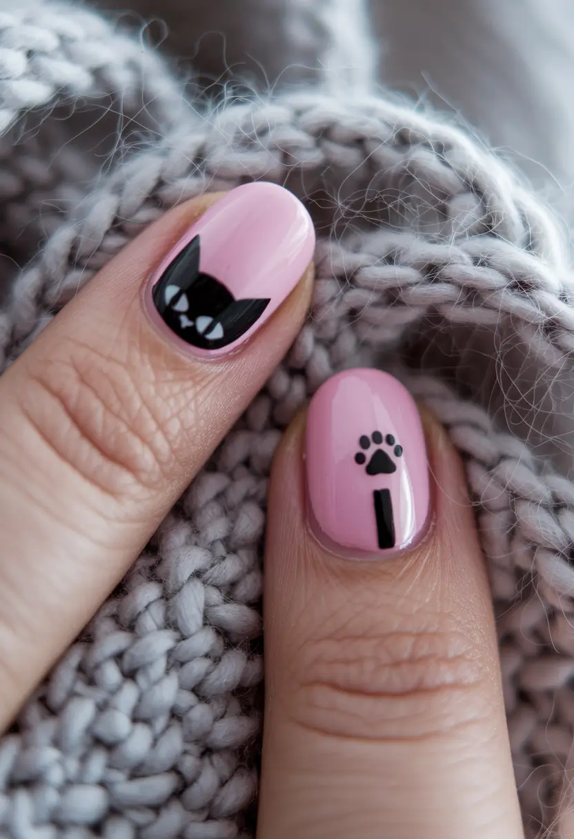 minimalist fall nails Playful Cat-Inspired Minimalism