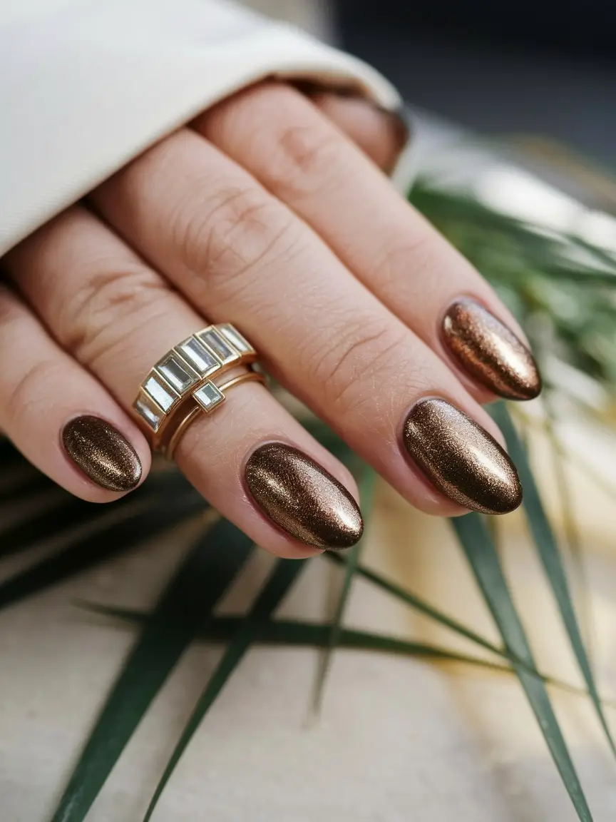 minimalist fall nails Molten Bronze Glow