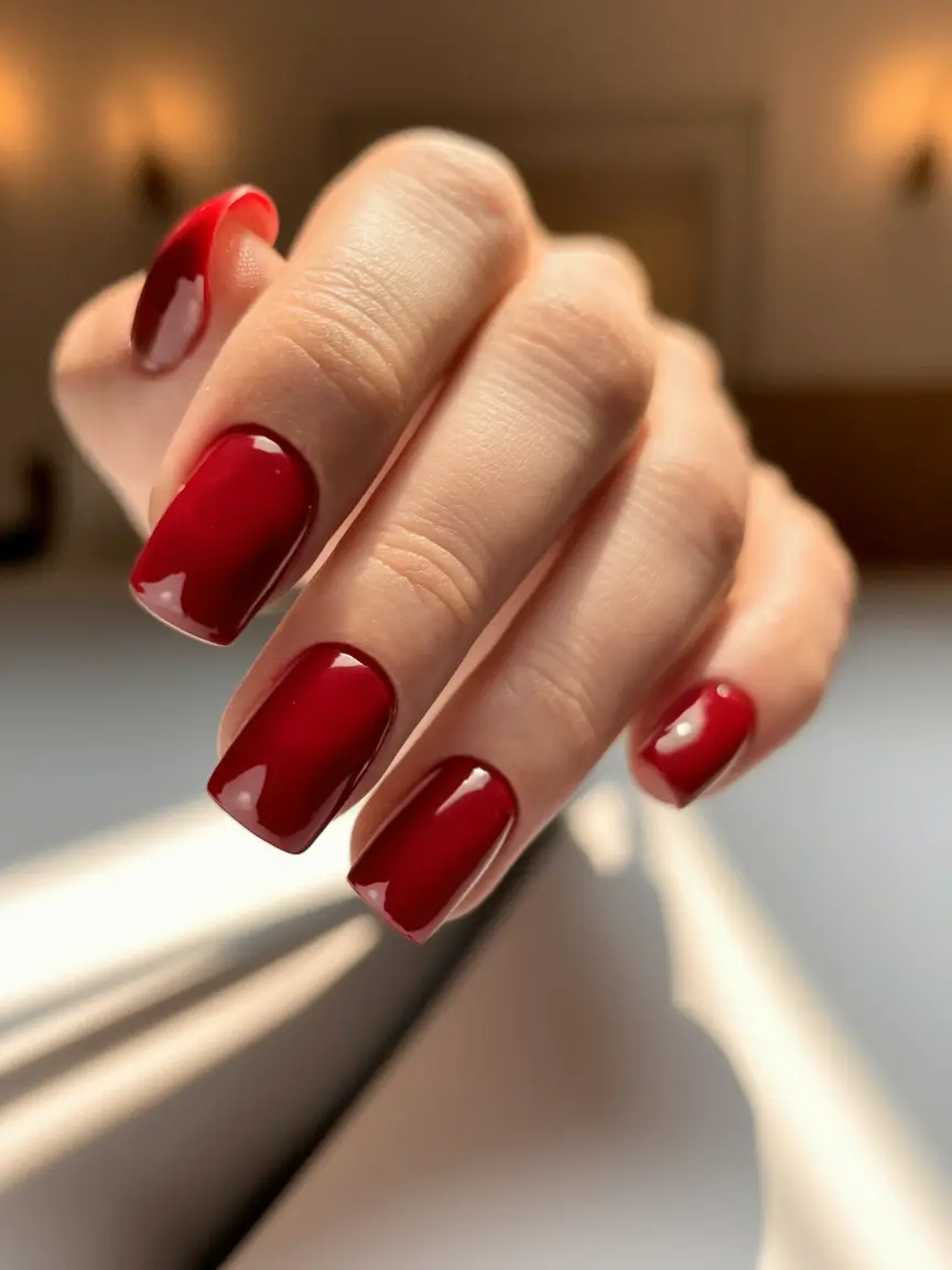 minimalist fall nails Classic Crimson Simplicity