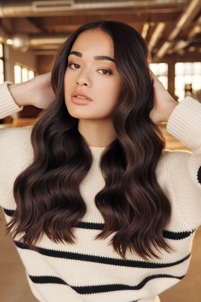 Rich Dark Brown Hair Colors for Fall 2025 Deep Espresso Waves with Minimal Styling